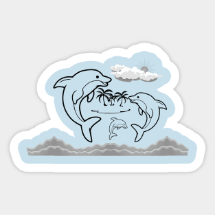 Dolphin in summer euphoria - transparent. Sticker